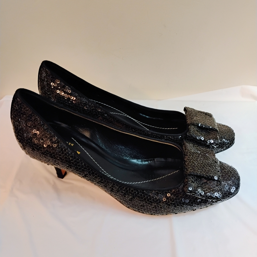 Kate Spade Glittering Black Sequin Heels - Picture 2 of 5